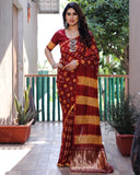 Latest Premium Maroon Pure Bandhej Silk Saree