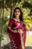 Super Stylish Pure Bandhej Silk Maroon Saree