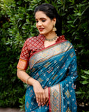 SAPPHIRE BLUE PURE HANDLOOM SILK IKKAT PATOLA SAREE