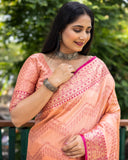 Classy Banarasi Kanchi Semi Silk Gajri Saree