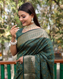 Pure Handloom Silk Bandhej Forest Green Patola Saree