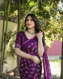 Pretty And Beautiful Wine Bandhej Silk Boutique Saree