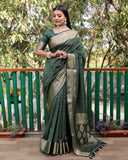 Pure Handloom Silk Bandhej Forest Green Patola Saree