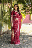 Super Stylish Pure Bandhej Silk Maroon Saree