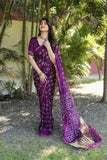 Pretty And Beautiful Wine Bandhej Silk Boutique Saree