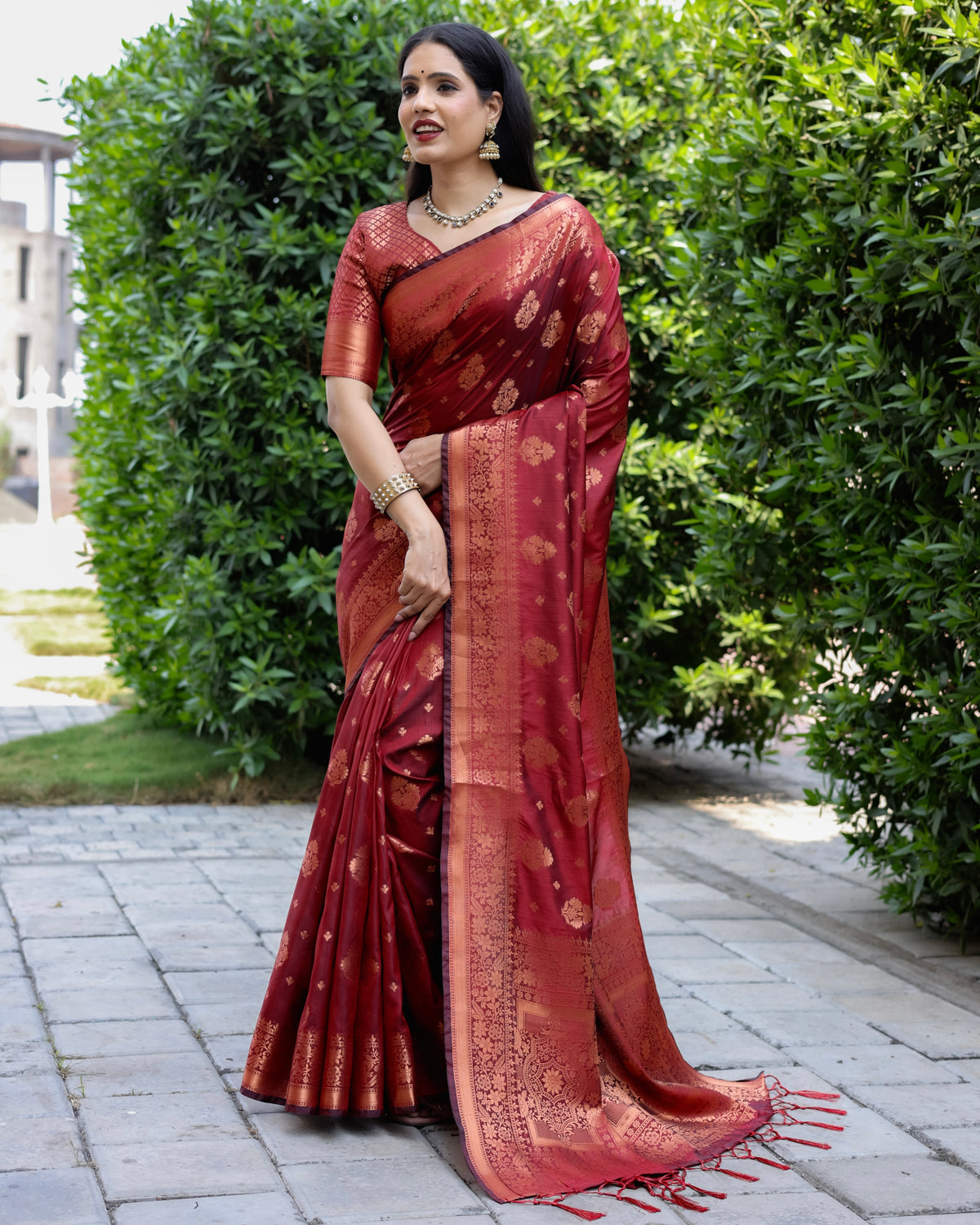 Beautiful Premium Soft Silk Currant Red Saree