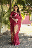 Super Stylish Pure Bandhej Silk Maroon Saree