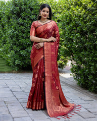 Beautiful Premium Soft Silk Currant Red Saree