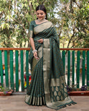 Pure Handloom Silk Bandhej Forest Green Patola Saree