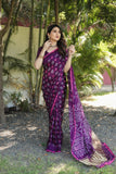 Pretty And Beautiful Wine Bandhej Silk Boutique Saree