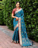 SAPPHIRE BLUE PURE HANDLOOM SILK IKKAT PATOLA SAREE