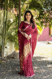 Super Stylish Pure Bandhej Silk Maroon Saree