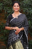 Premium Black Pure Bandhej Silk Saree