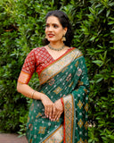 FOREST GREEN PURE HANDLOOM SILK IKKAT PATOLA SAREE