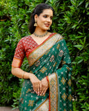 FOREST GREEN PURE HANDLOOM SILK IKKAT PATOLA SAREE