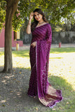 Super Stylish Pure Bandhej Silk Wine Saree