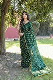 Pretty And Beautiful Forest Green Bandhej Silk Boutique Saree