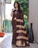 Latest Premium Wine Pure Bandhej Silk Saree