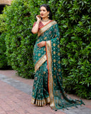 FOREST GREEN PURE HANDLOOM SILK IKKAT PATOLA SAREE