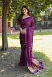 Super Stylish Pure Bandhej Silk Wine Saree