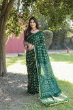 Pretty And Beautiful Forest Green Bandhej Silk Boutique Saree