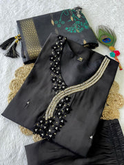 Jenna Black Roman Silk Hand Worked Kurti Set