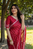 Super Stylish Pure Bandhej Silk Red Saree