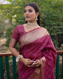 Classy Magenta Pink Handloom Bandhej Patola Silk Saree