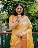 Classy Banarasi Kanchi Semi Silk Yellow Saree