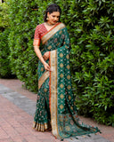 FOREST GREEN PURE HANDLOOM SILK IKKAT PATOLA SAREE