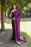 Super Stylish Pure Bandhej Silk Wine Saree