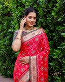 CANDY RED PURE HANDLOOM SILK IKKAT PATOLA SAREE