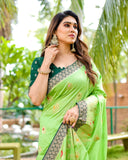 Glamorous Green Color Dola Silk Saree