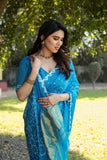 Super Stylish Pure Bandhej Silk Rama Saree