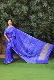 Premium Trypan Blue Pure Bandhej Silk Saree