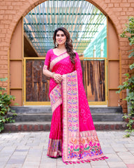 Beautiful Boutique Rani Pink Paithani Bandhej Saree