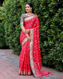 CANDY RED PURE HANDLOOM SILK IKKAT PATOLA SAREE