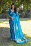 Super Stylish Pure Bandhej Silk Rama Saree