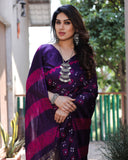 Latest Premium Dark Purple Pure Bandhej Silk Saree