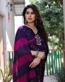 Latest Premium Dark Purple Pure Bandhej Silk Saree