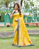 Glamorous Yellow Color Dola Silk Saree