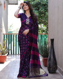 Latest Premium Dark Purple Pure Bandhej Silk Saree