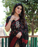 Latest Premium Black Pure Bandhej Silk Saree