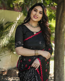 Pretty And Beautiful Black Bandhej Silk Boutique Saree