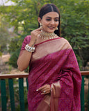 Classy Magenta Pink Handloom Bandhej Patola Silk Saree