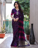 Latest Premium Dark Purple Pure Bandhej Silk Saree