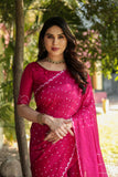 Super Stylish Pure Bandhej Silk Pink Saree