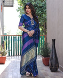 Latest Premium Denim Blue Pure Bandhej Silk Saree