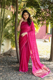 Super Stylish Pure Bandhej Silk Pink Saree