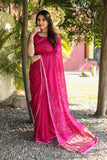 Super Stylish Pure Bandhej Silk Pink Saree